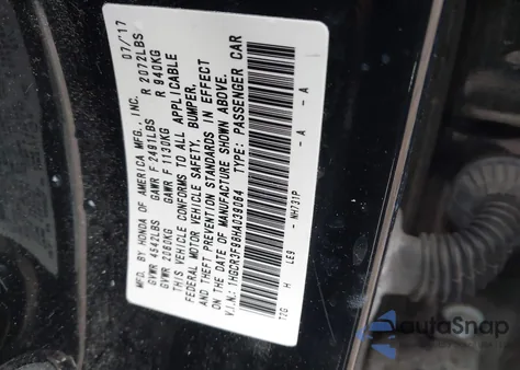 2017 Honda Accord Touring V6 from USA, damaged, VIN 1HGCR3F98HA039064